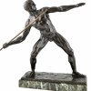 Art Deco sculpture male nude with spear.