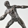 Art Deco sculptuur atleet mannelijk naakt met speer