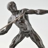 Art Deco sculpture male nude with spear.