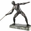 Art Deco sculpture male nude with spear.