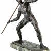 Art Deco sculpture male nude with spear.