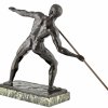 Art Deco sculpture male nude with spear.