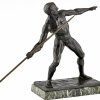 Art Deco sculpture male nude with spear.