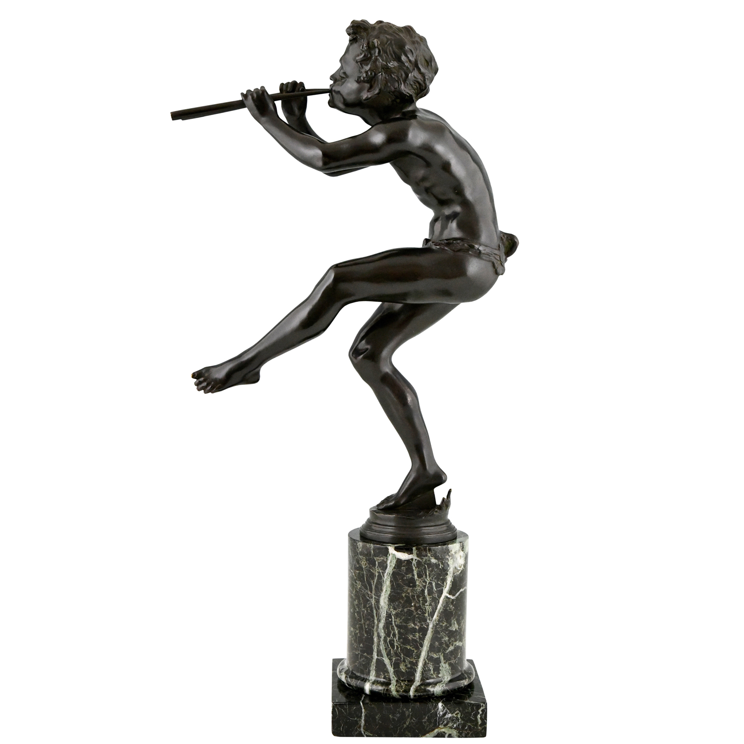 Drouot Art Deco bronze faun sculpture