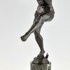 Art Deco Bronzeskulptur tanzender Faun mit Flöten