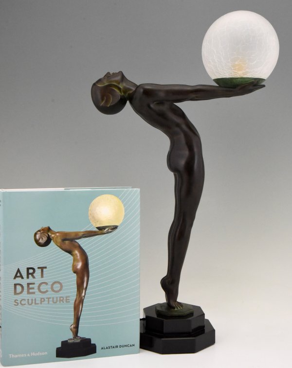 Lampe de style Art Déco nu avec globe Clarté LUEUR LUMINEUSE 38 cm