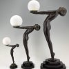 Pair Art Deco style lamps nude Clarté LUMINA 65 cm