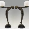 Pair Art Deco style lamps nude Clarté LUMINA 65 cm
