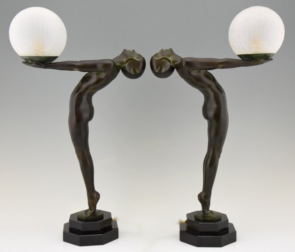 Pair of Art Deco style lamps standing nude Clarté LUMINA 65 cm