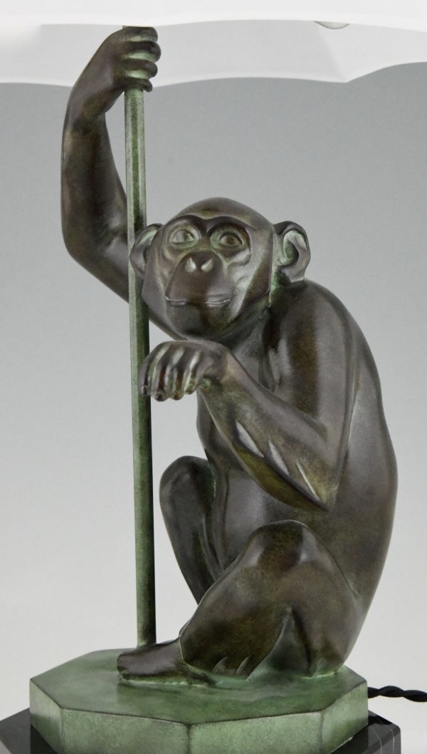 Art Deco style lamp monkey with umbrella PLUIE