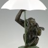 Art Deco style lamp monkey with umbrella PLUIE