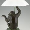 Art Deco style lamp monkey with umbrella PLUIE