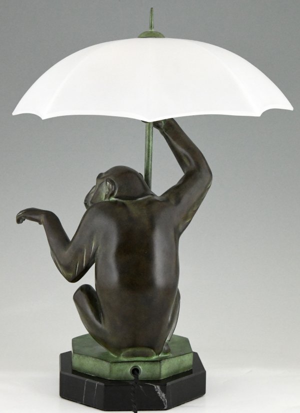 Lampe style Art Déco singe au parapluie PLUIE