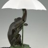 Art Deco style lamp monkey with umbrella PLUIE