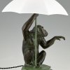 Art Deco style lamp monkey with umbrella PLUIE