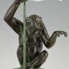 Art Deco style lamp monkey with umbrella PLUIE