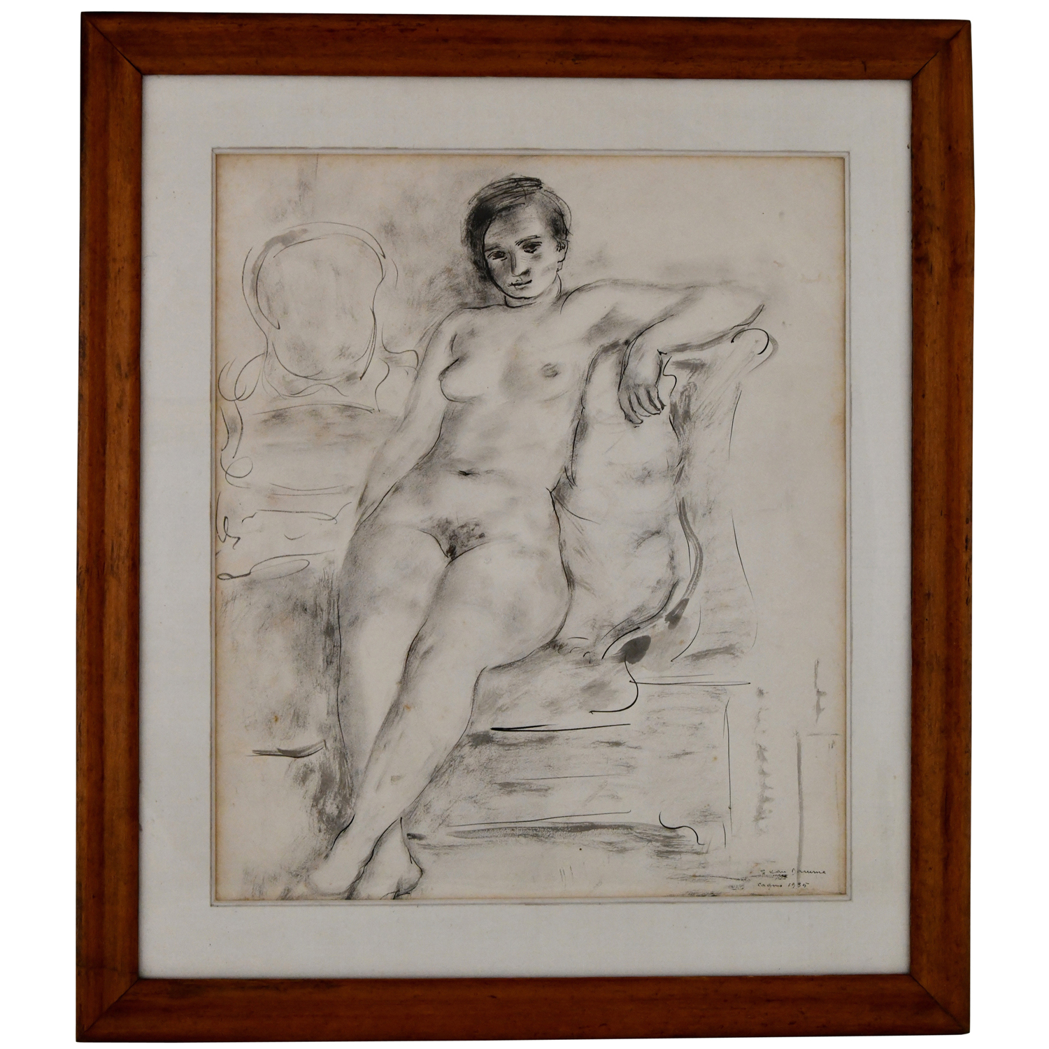 Suzanne van Damme Art Deco drawing nude -
