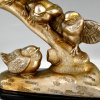 Art Deco sculptuur vijf vogels op een tak