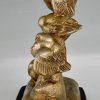 Art Deco sculptuur vijf vogels op een tak