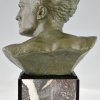 Art Deco bronze sculpture male bust aviator Jean Mermoz