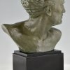 Art Deco sculpture buste en bronze Jean Mermoz aviateur