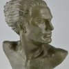 Art Deco bronze sculpture male bust aviator Jean Mermoz