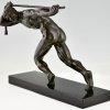 Art Deco athlète sculpture en bronze tirant sur une corde