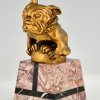 Art Déco Auto Maskottchen aus Bronze französische Bulldogge