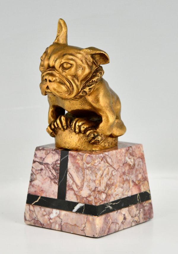 Art Deco Mascotte automobile en bronze Bouledogue français