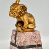 Art Deco bronzen automobiel mascotte Franse bulldog