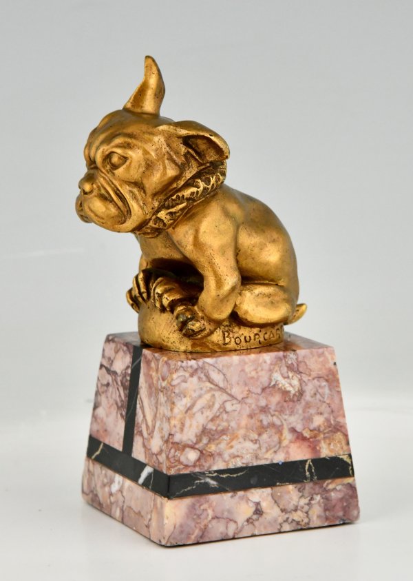 Art Déco Auto Maskottchen aus Bronze französische Bulldogge