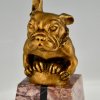 Art Deco Mascotte automobile en bronze Bouledogue français