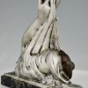 Art Deco bronzen sculptuur dansend naakt en knielende man