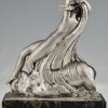 Art Deco bronzen sculptuur dansend naakt en knielende man