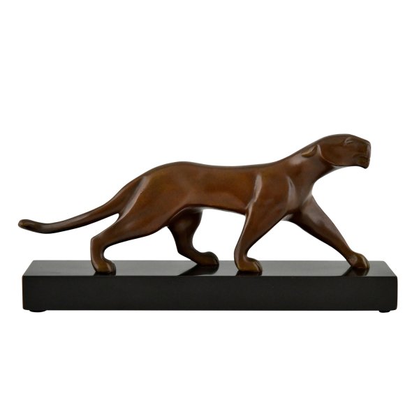 Art Deco bronze panther sculpture Decoux