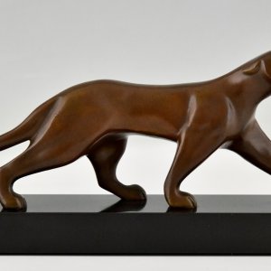 Art Deco bronze panther sculpture Decoux