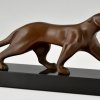 Art Deco bronze panther sculpture Decoux