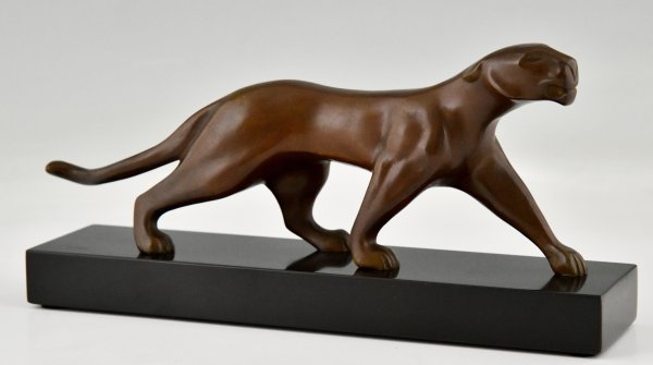 Art Deco bronze panther sculpture Decoux