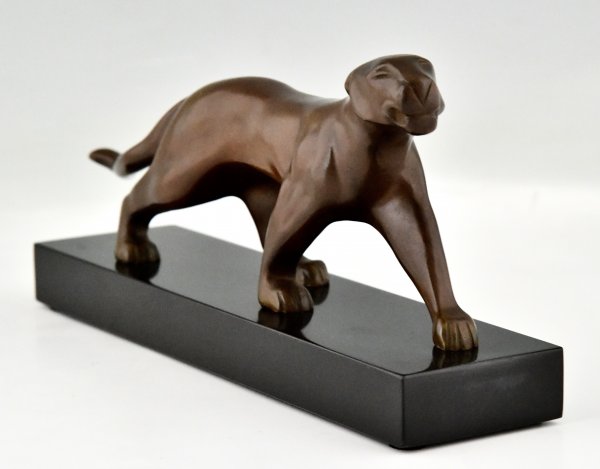 Art Deco bronze sculpture of a panther