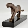 Art Deco bronzen beeld van een panter