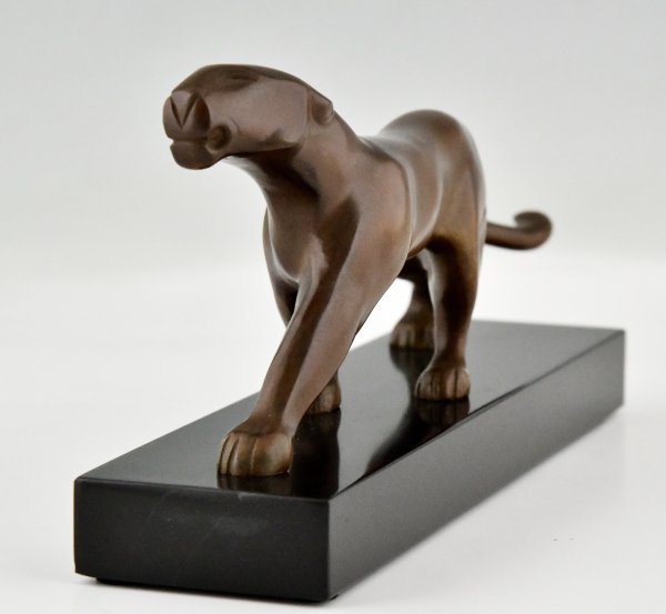 Art Deco bronzen beeld van een panter