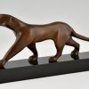 Art Deco bronze sculpture of a panther