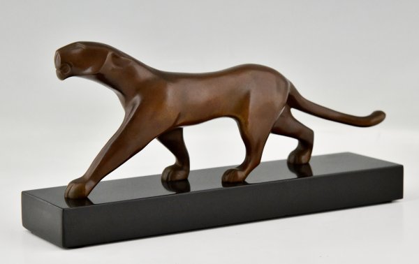 Art Deco bronze sculpture of a panther