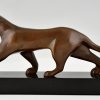 Art Deco bronzen beeld van een panter