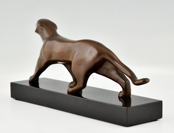 Art Deco bronze sculpture of a panther