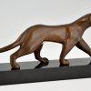 Art Deco bronzen beeld van een panter