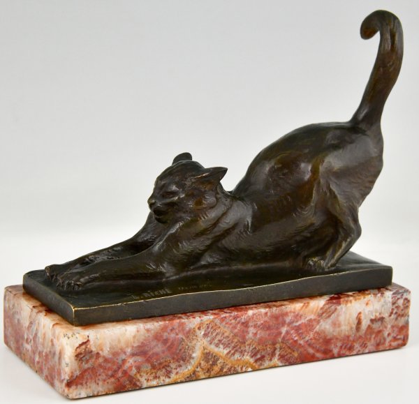 Art Deco Buchstützen Bronze mit Katzen