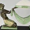 Art Deco style lamp with kneeling nudes OFFRANDE