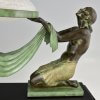 Art Deco style lamp with kneeling nudes OFFRANDE