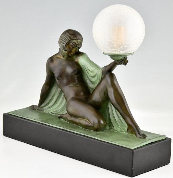 Art Deco style lamp REVERIE seated nude with drape